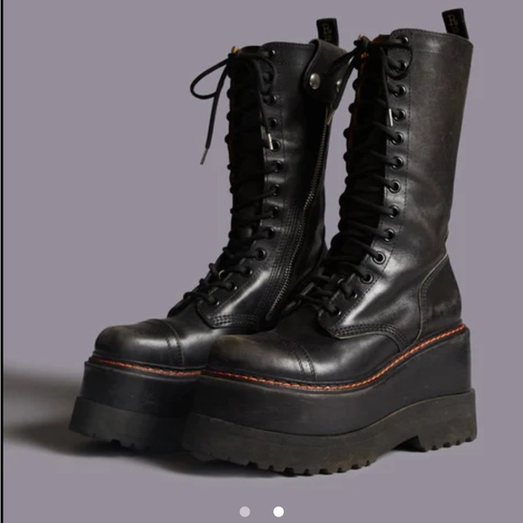R13 Shoes - R13 Alt Black Platform Lace-Up Boots - Women's